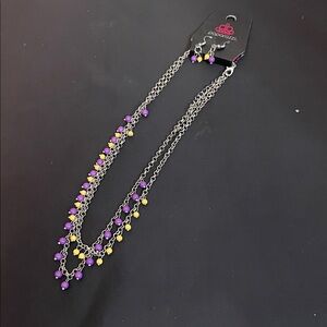 Paparazzi Silver Chain with Purple and Yellow Beads